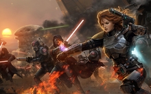 star wars futuristic battle fire lightsabers weapons sith armor artwork bounty hunter mandalorian th Wallpaper